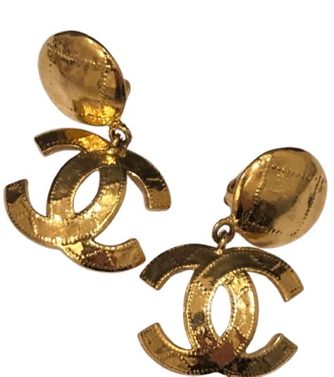 chanel earrings gold logo